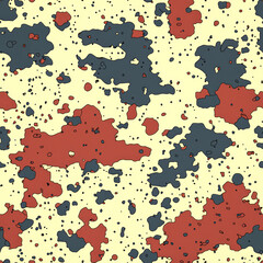 Abstract background with red, grey, and yellow splatters.