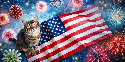 Fototapeta premium Aerial Watercolor 4th of July Celebration: Patriotic Drone Photography of Festive Designs