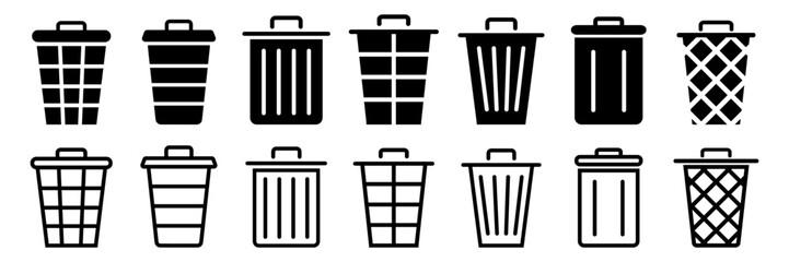 Trash icon set or Delete icon. Vector
