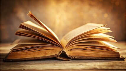 Fototapeta premium Antique Open Book with Blank Pages, Vintage Literary Design, High Depth of Field Stock Photo