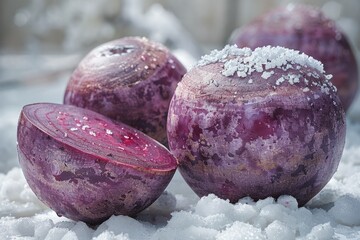Beetroot with a slice cut out on a white background