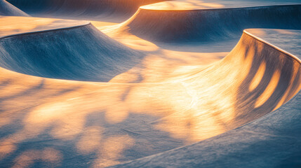 Outdoor skatepark equipment, sunny weather