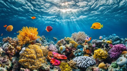 Coral Reef Underwater Scene with Gloomy Lighting
