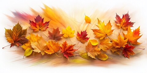 Autumn Leaves Long Exposure: Warm Fall Colors, Textured Forest Elements, Hand-Drawn Illustration