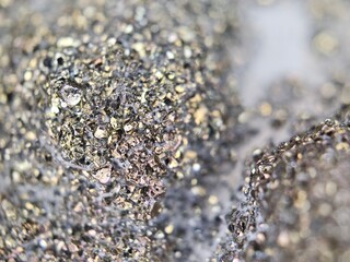 Macro photography of multicolored crystals of marcasite, pyrite