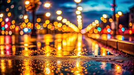 Obraz premium Bokeh Lights on Estrada at Night, Cityscape Background