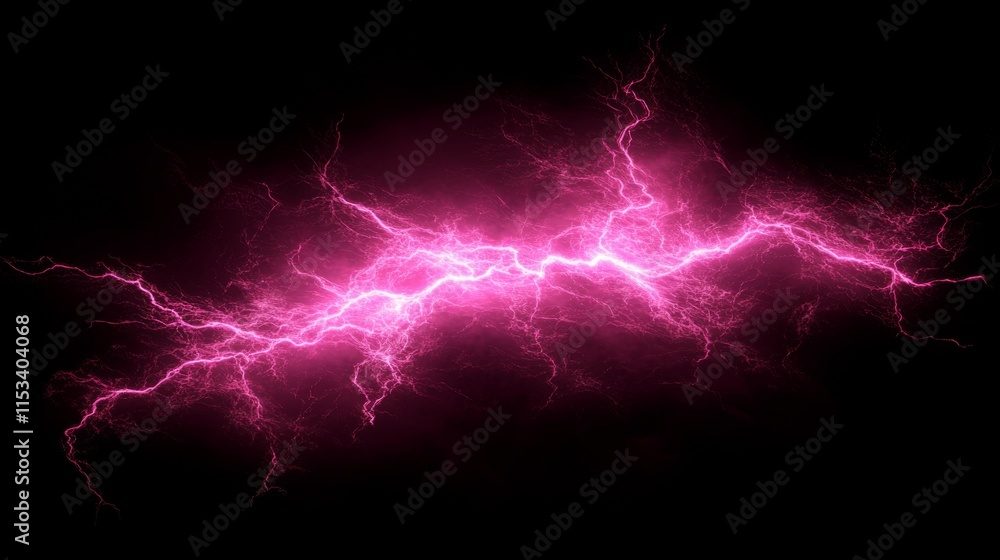 Poster a bright pink lightning bolt streaks across a black background, creating a stark and intense visual 