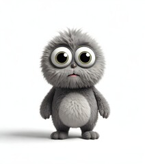 Obraz premium A cute, furry gray creature with large eyes and a round body, resembling a plush toy