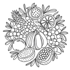 fruit coloring page drawing