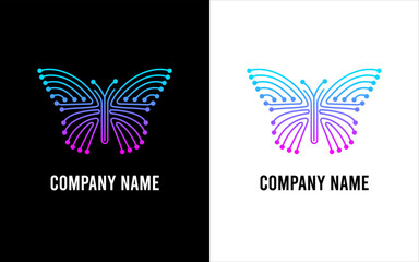 butterfly logo designs with connected lines and dots, ideal for a company tech logo nature themed, branding materials, or tech themed illustrations.