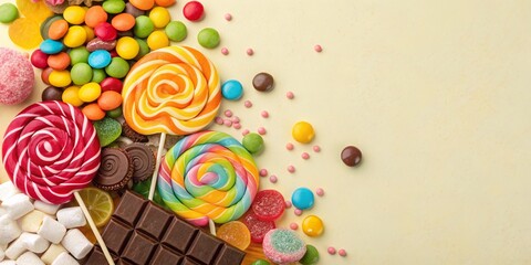 Vibrant Colorful Candy Sweets & Treats Background - Perfect for Dessert Menu Design