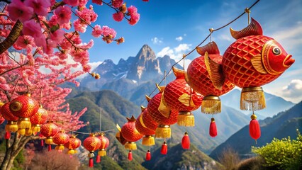 Chinese New Year Prosperity Fish Ornaments Landscape Photography - Festive Decorations & Red Lanterns