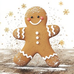 Fototapeta premium Festive Gingerbread Man Cookie Christmas Dessert Holiday Treat Winter Baking