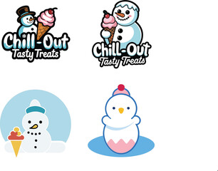 Cartoon snowman vector illustration art.