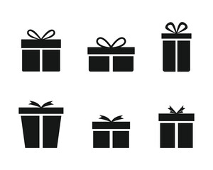 Set of gift box icon. Present gift box icons. Gift and surprise.. gift boxes with ribbon icons Set. Christmas gift icon illustration