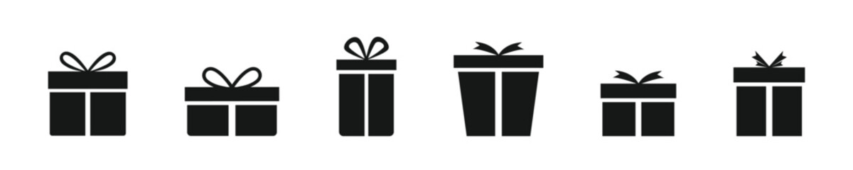 Set of gift box icon. Present gift box icons. Gift and surprise.. gift boxes with ribbon icons Set. Christmas gift icon illustration