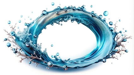 Elegant water wave circle logo: fashion accessory design featuring bubble art and a delicate metal twig accent.