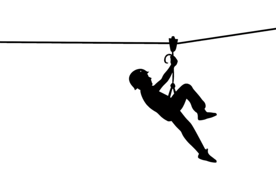 a silhouette of a man from a rope