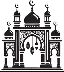Islamic Arch Silhouette Vector Icon Illustration