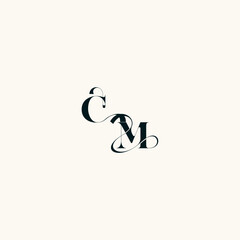 bold and hairline initial wedding monogram elegant MC fancy curve logo letter