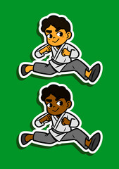 Cute Kung Fu Boy Doodle Sticker Illustration