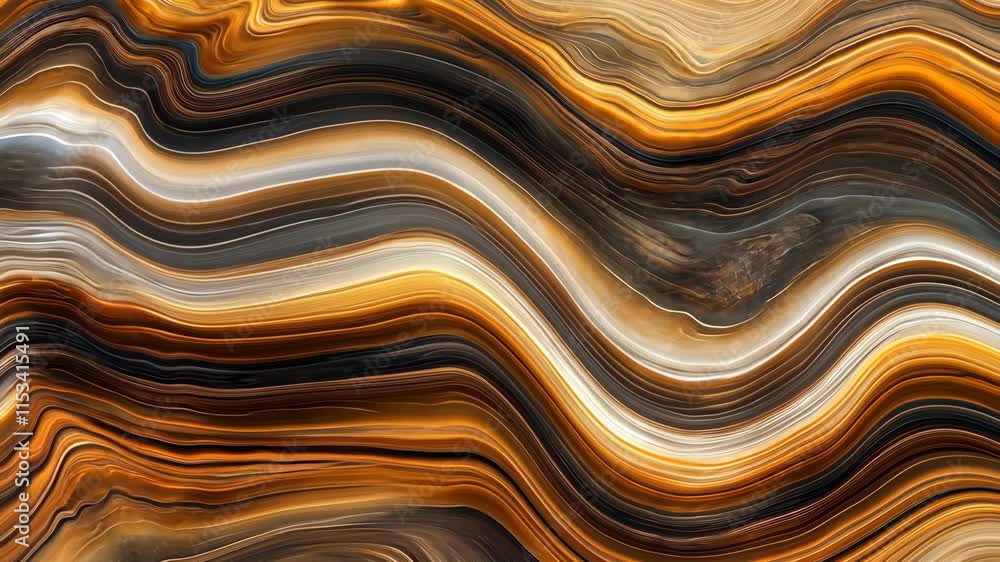 Poster abstract wavy texture with shades of orange, black, and white creating a dynamic visual effect