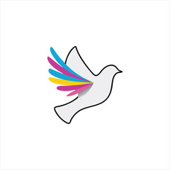 Modern Bird Logo Design with Multicolor Feathers Ideal for Freedom and Sustainability Themes