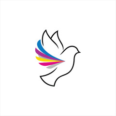 Modern Bird Logo Design with Multicolor Feathers Ideal for Freedom and Sustainability Themes