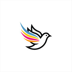 Modern Bird Logo Design with Multicolor Feathers Ideal for Freedom and Sustainability Themes