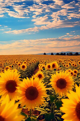 Fototapeta premium field with sunflowers,. 