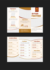 Restaurant trifold brochure design, Fast food menu