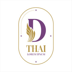 Elegant Thai Letter D Logo Design -Luxury Monogram for Beauty, Spa, and Hospitality
