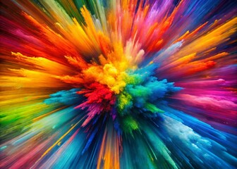 Vibrant Rainbow Abstract Paint Explosion: Grunge Horizontal Texture Background