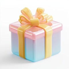 Pastel Gift Box  Present  Ribbon  3D Render  Holiday  Birthday  Celebration  Surprise   Gi