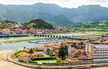 The beautiful city of Ribadesella, Asturias, Spain. Cantabrian Sea