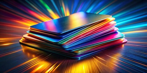 Vibrant Stack of Credit Cards - Long Exposure Photography