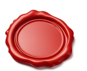 A red wax seal or stamp on a white background