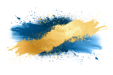Dynamic blue and gold grunge brush stroke art abstract design digital illustration creative background artistic expression
