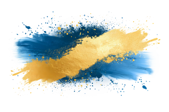 Dynamic blue and gold grunge brush stroke art abstract design digital illustration creative background artistic expression