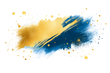 Dynamic blue and gold grunge brush stroke abstract art digital canvas creative design textured background artistic perspective