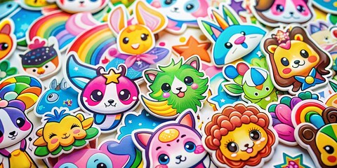 Cute Animal Magic Symbol Stickers: Whimsical Cartoon Stationery Set