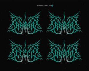 Vector font set with sharp and spiky edges. Alphabet for creating lettering compositions with a true heavy-metal vibe.
