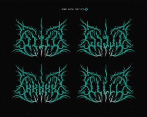 Vector font set with sharp and spiky edges. Alphabet for creating lettering compositions with a true heavy-metal vibe.