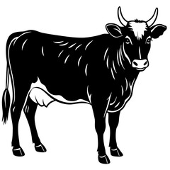Cow Silhouette On White Background