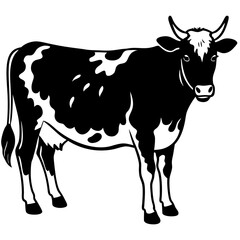 Cow Silhouette On White Background