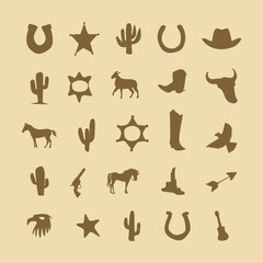 collection of hand drawn western design element