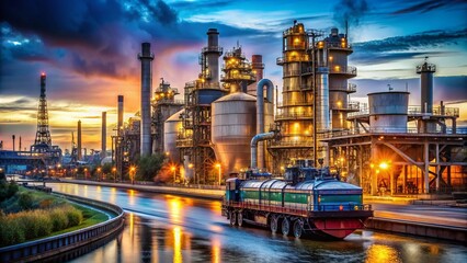 Naklejka premium Victorian Refinery: Giant Vessels Arrive for Gas Conditioning