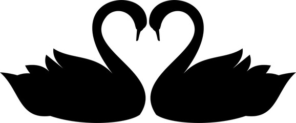 Silhouette illustration of two swans