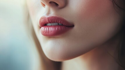 Fototapeta premium Doctor is making an injection filler in lips,Young beautiful woman getting botox injection,Plastic Surgery, Cosmetic Treatment,rhinoplasty in clinic.
