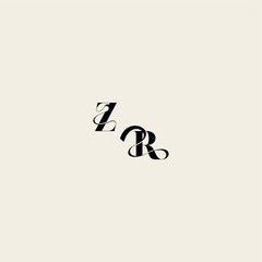 bold and hairline initial wedding monogram elegant RZ fancy curve logo letter